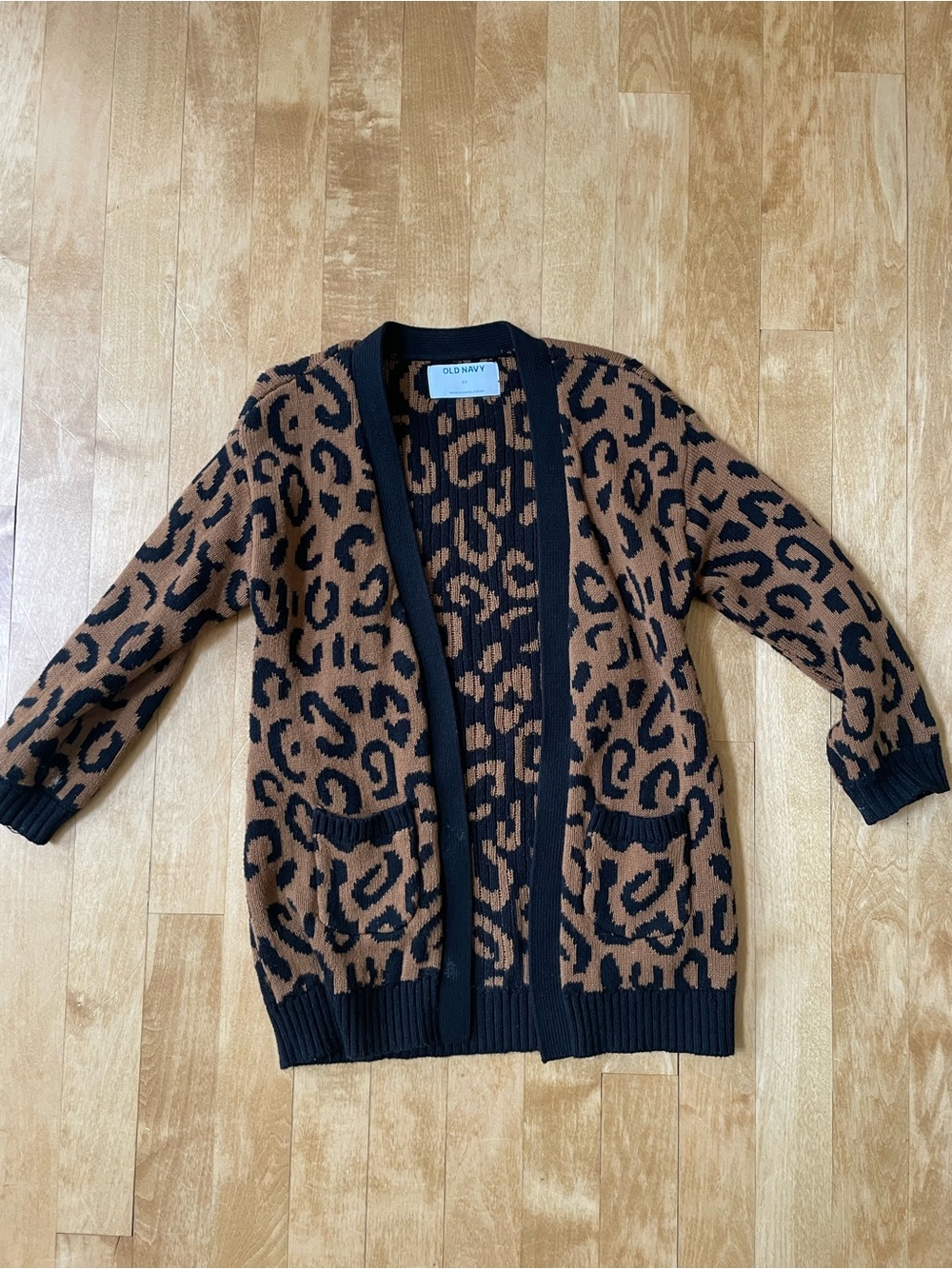 [Old Navy] Black and Brown Leopard Print Open Cardigan - 5T